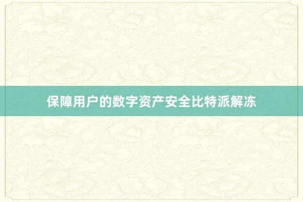 保障用户的数字资产安全比特派解冻