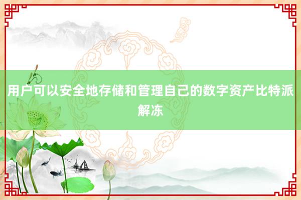 用户可以安全地存储和管理自己的数字资产比特派解冻